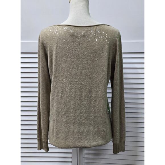 Alice + Olivia Beige Size Small Cashmere Blend Long Sl Sequins Boat Neck Sweater - Picture 7 of 7